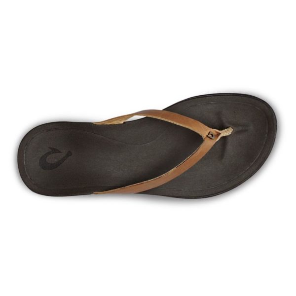 Olukai Ho'opio Leather Sandals Sahara Dark Java Top