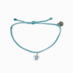 Pura Vida Sea Turtle Silver Crystal Blue Bracelet