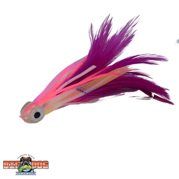 Flying Fish Rigged Lure Feather Pink White Small