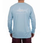 Aftco Jigfish Long Sleeve Performance Shirt Sky Blue Back Lifestyle